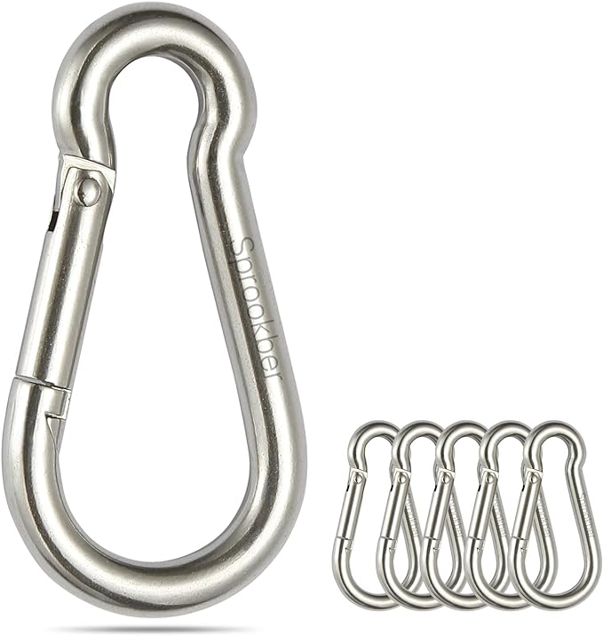 sprookber Stainless Steel Spring Snap Hook Carabiner (set of 6)